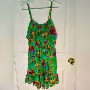 Tropical Floral Green Dress